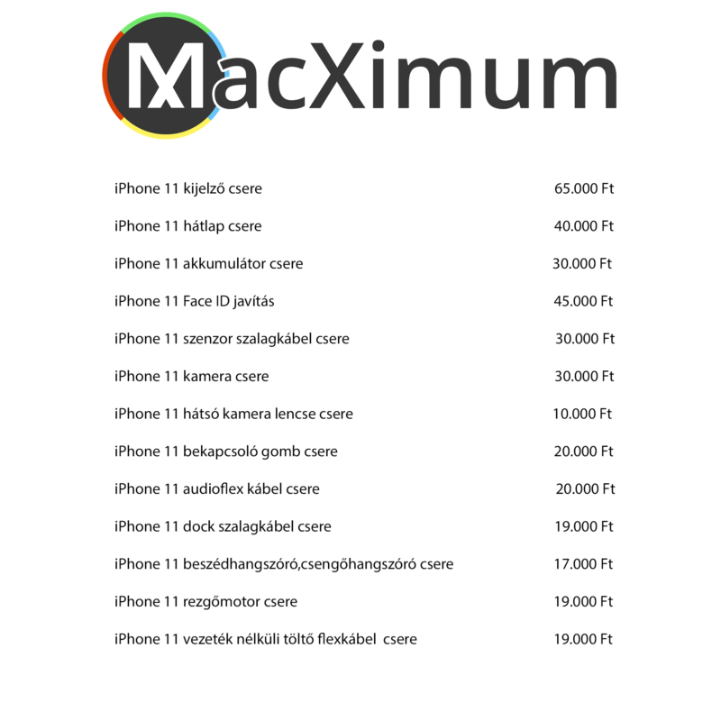 iPhone 11 szerviz árak