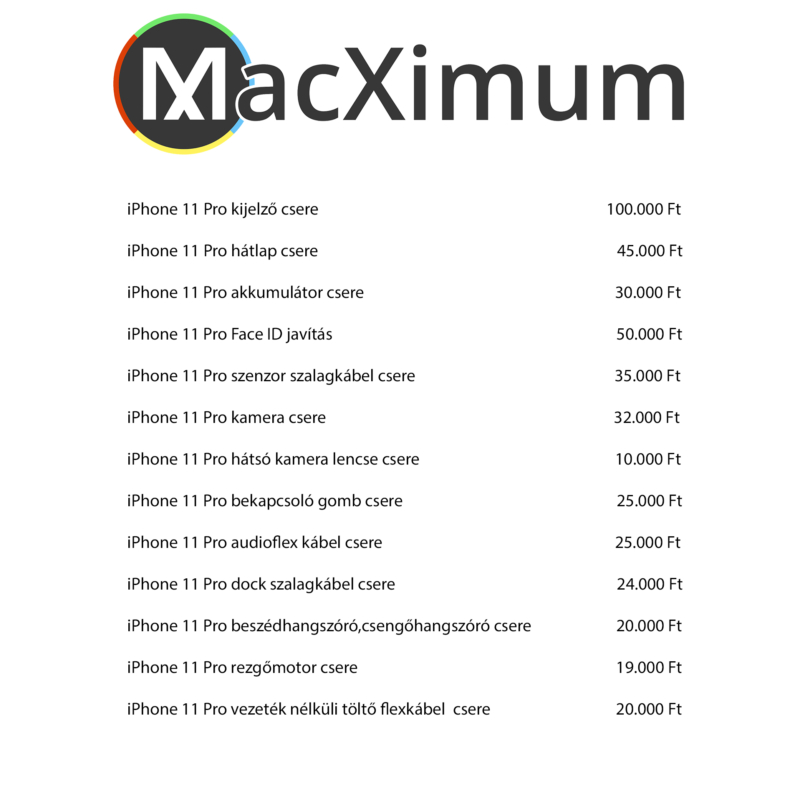 iPhone 11 Pro szerviz árak