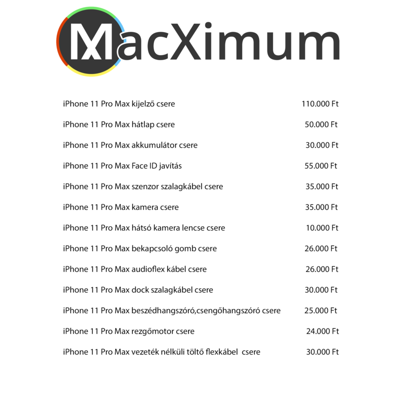 iPhone 11 Pro Max szerviz árak