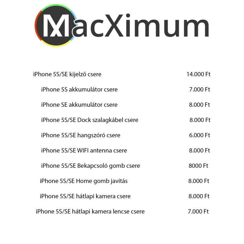iPhone 5s és SE szerviz árak