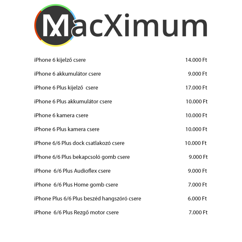iPhone 6 és 6 Plus szerviz árak