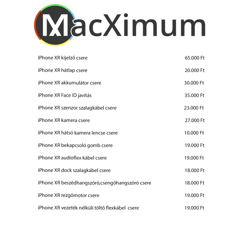 iPhone XR szerviz árak